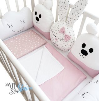 Ogradica i posteljina za krevetac Gospođica zečica i mede puder
